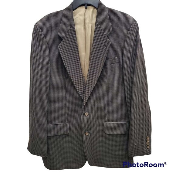 Oscar de la Renta Men's Vintage Double Breasted Checkered Blazer Sports Coat 40L - Picture 1 of 8